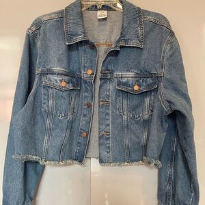 Victoria’s Secret PINK Denim jacket with dolman sleeves and raw hem-size medium